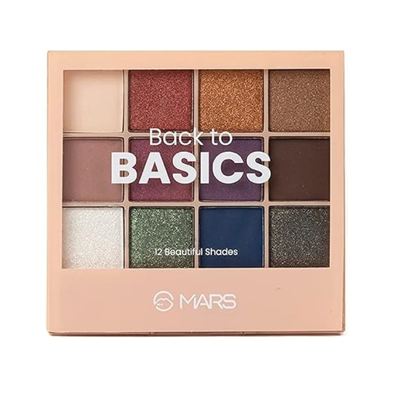 MARS 12 Shades Back to Basics Eyeshadow Palette with Free Applicator | Matte | Shimmer | Beginner Friendly & Long Lasting Eye Shadow Palette | (14.4 gm) (Shade-01) Makeup