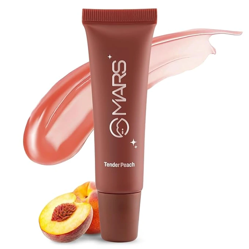 MARS Lippy Top Hydrating Lip Gel (10ml) (03-TENDER PEACH) | Nourished With Vitamin-E & Shea Butter | Long Lasting Hydration | Glossy Finish | Easy to Apply Makeup