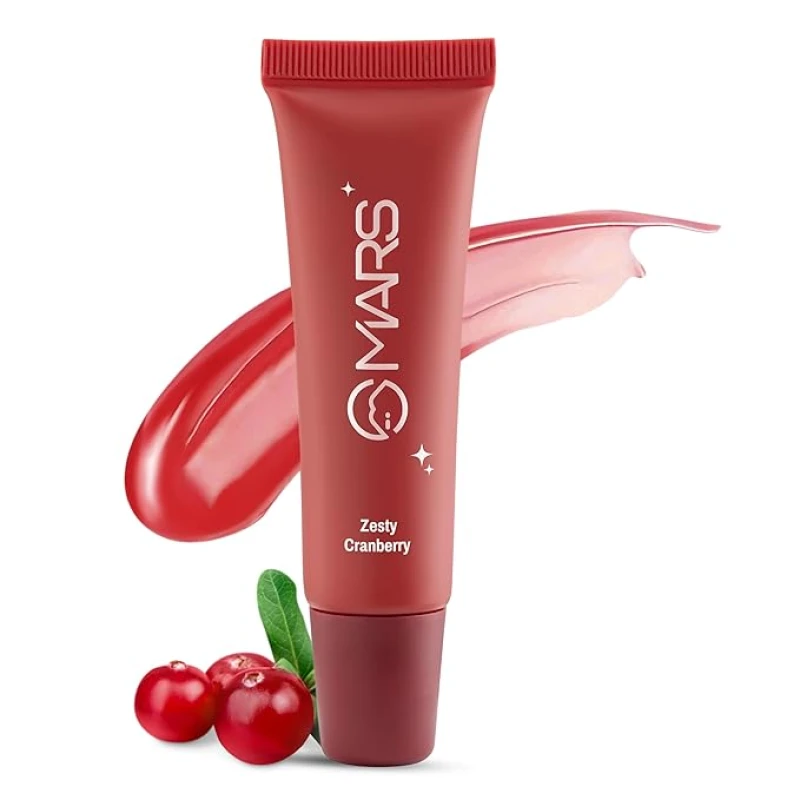 MARS Lippy Top Hydrating Lip Gel (10ml) (04-ZESTY CRANBERRY) | Nourished With Vitamin-E & Shea Butter | Long Lasting Hydration | Glossy Finish | Easy to Apply Makeup