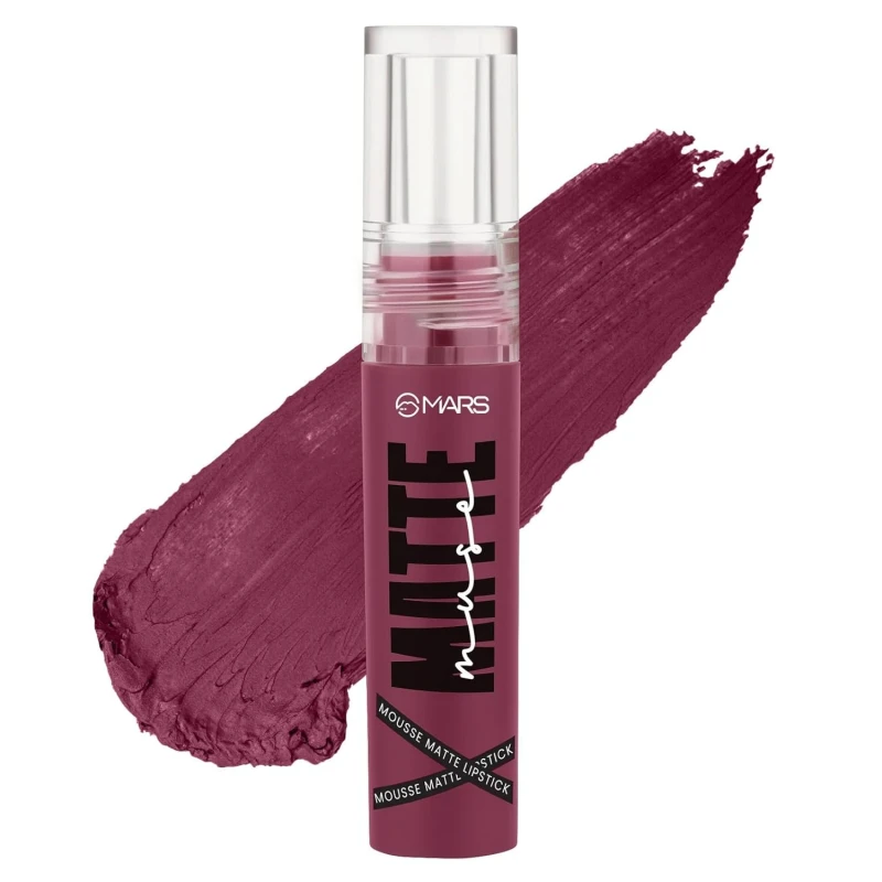 MARS Matte Muse Mousse Lipstick (3ml) (13-POWER DIVA) with Doe-Foot Applicator | Highly Pigmented | Smooth Texture | Hydrating Formula | Blurry Lips Effect Makeup