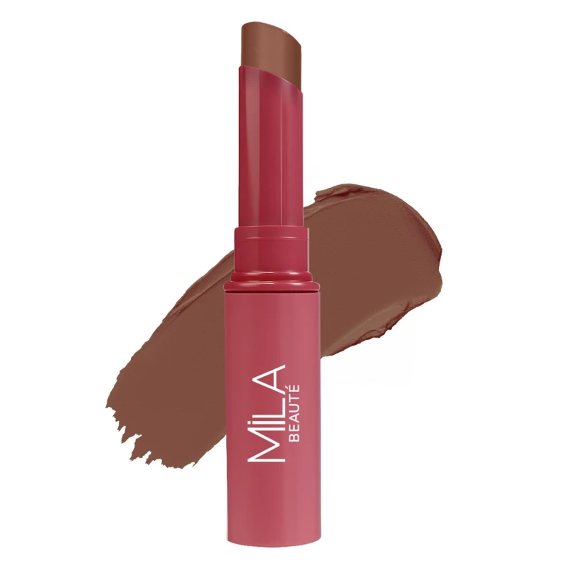 Mila Beauté Ultra Rich Transfer Proof Lipstick | Enriched With Aloe Vera & Grape Seed Extract | Velvety Texture & Lightweight | Smudge Proof & Highly Pigmented - Cinnamon Nude Makeup