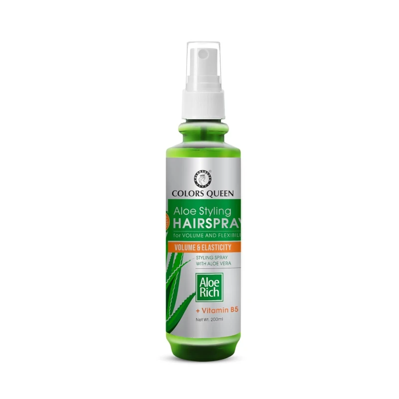Colors Queen Aloe Styling Hair Spray – 200 ml | Non-Sticky, Hair Setting, Styling & Volume Spray | Quick Hair Styling Spray for Men & Women infused with Aloe Vera & Vitamin B5 Makeup