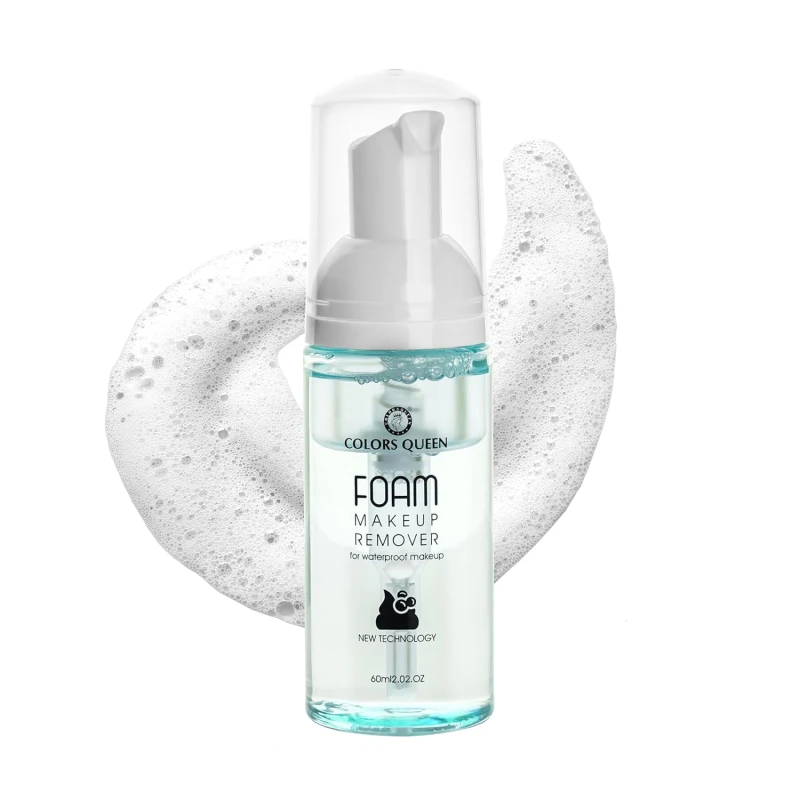 Colors Queen Foam Makeup Remover Liquid 60ml, Removes Waterproof Makeup & Dirt | Makeup Remover for All Skin Types (Blue) Makeup