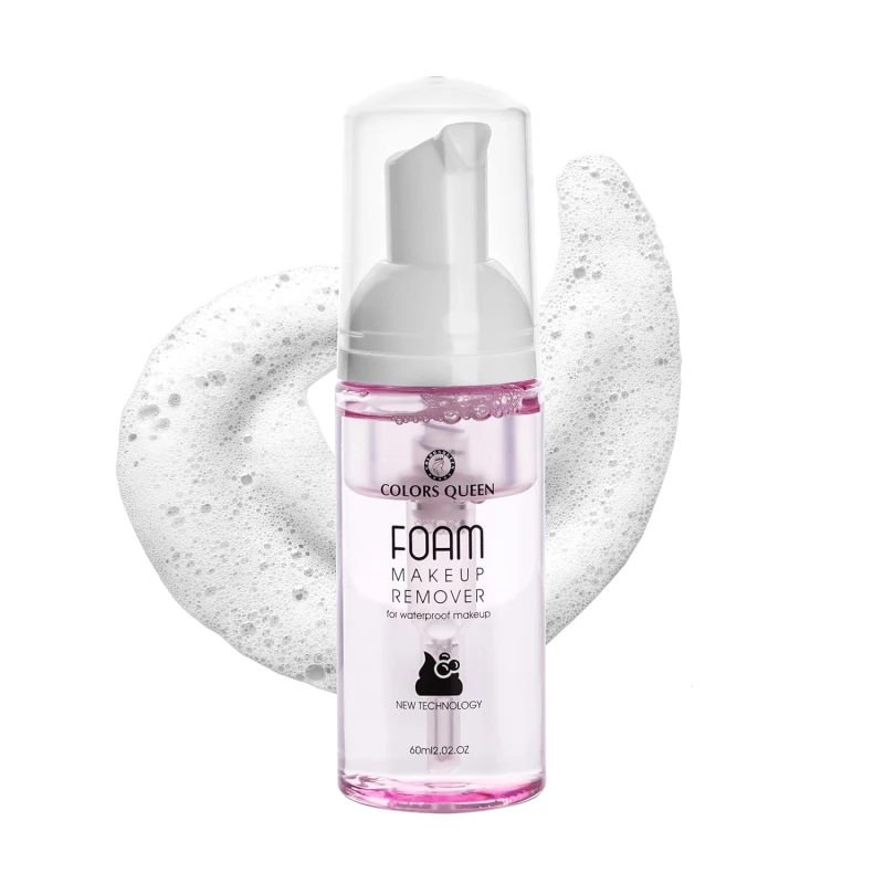 Colors Queen Foam Makeup Remover Liquid 60ml, Removes Waterproof Makeup & Dirt | Makeup Remover for All Skin Types (Pink) Makeup