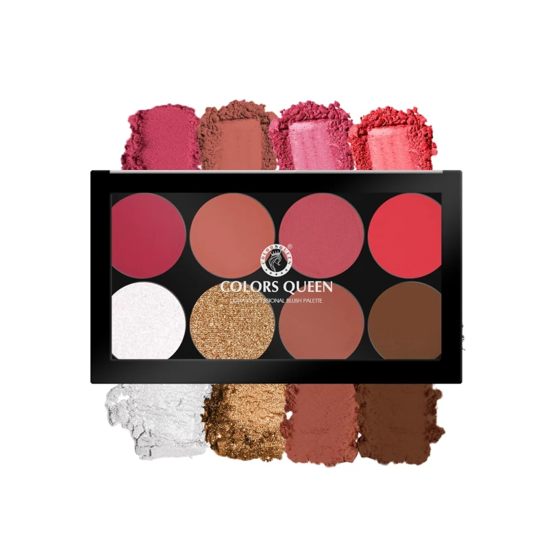 Colors Queen Ultra Professional Blush Palette with Shimmer Highlighters and Contour | Highly Pigmented & Easy to Blendable Shades | Lightweight Blush and Highlighter Palette (Shade - 03) Skincare