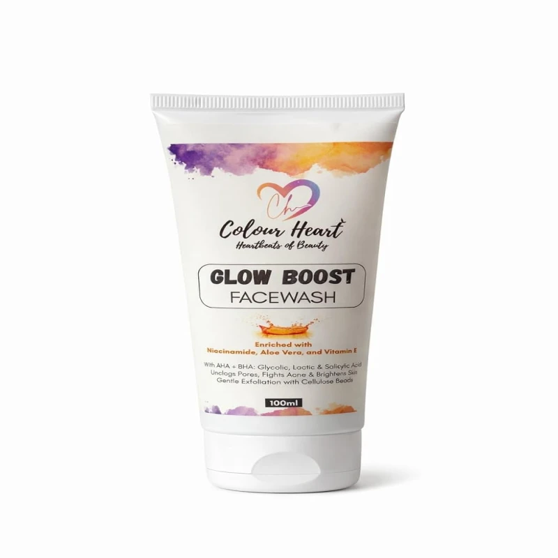 COLOUR HEART Glow Boost Face Wash with Enzyme | Reduces Tan | Boosts Glow | Gently Exfoliates & Brightens Skin | Reduces Pigmentation | Sulphate-Free | Hydrating | for Men & Women - 100ml SH-7711 Skincare