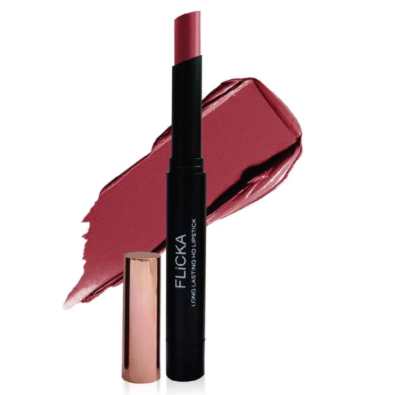 FLiCKA High Drama Creamy Matte Lipstick| Non-transfer HD Lipstick, Waterproof, Hydrating, Moisturizing, Upto 16Hrs, 03 Lazy, 3.2 Makeup