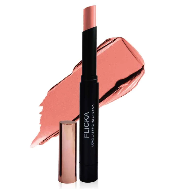 FLiCKA High Drama Creamy Matte Lipstick| Non-transfer HD Lipstick, Waterproof, Hydrating, Moisturizing, Upto 16Hrs, 07 Overreact, 3.2 Makeup