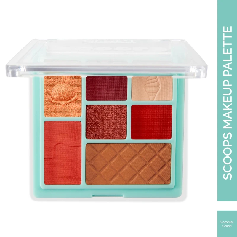 Glam 21 Scoop Makeup Palette | Face Palette With Eyeshadow, Blusher, Contour and Highlighter | Mix of Mattes & Shimmers |Highly Pigmented | Travel-Friendly | All-in-One Kit | Caramel Crush|15gm Makeup