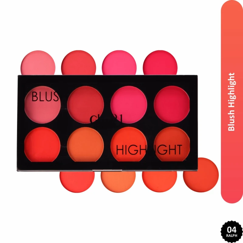 Glam21 Blush & Highlighter Palette|Silky Smooth Pigments for Long-Lasting Shimmer Glow | Buildable Radiance | Lightweight & Blendable Formula | Suitable for All Indian Skin Tones | 21.5 gm - Ralph -04 Makeup