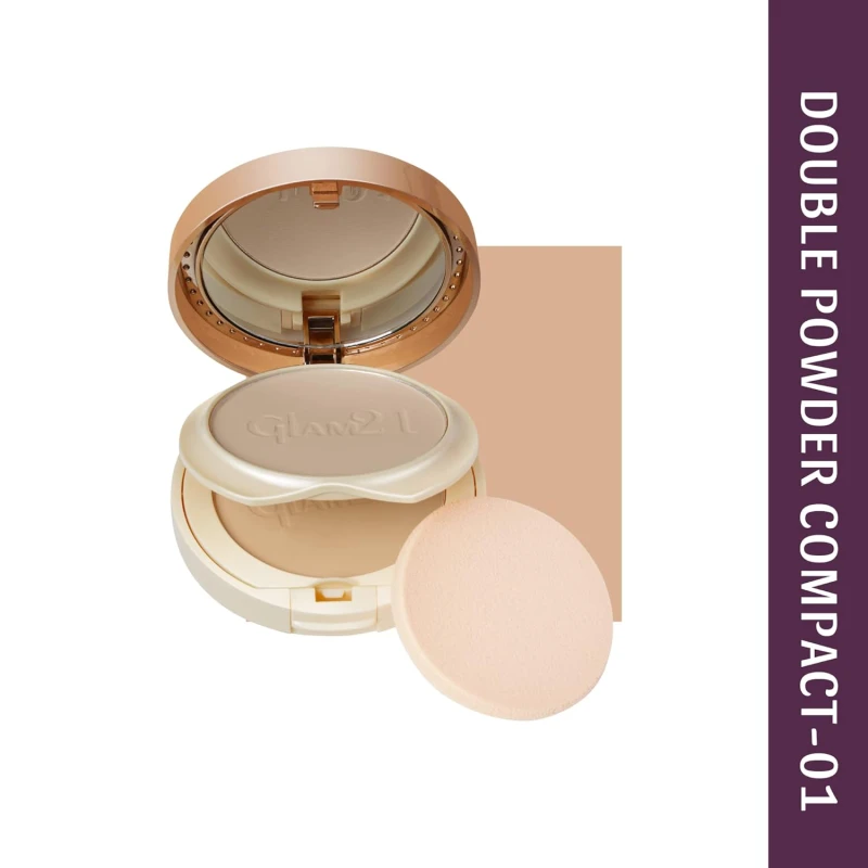 Glam21, Clear & Bright Silk, 2-in-1 Compact Powder|Daily Makeup | Oil Free & Sweat Resistant Formula | All Skin Type| Marble-01 Makeup