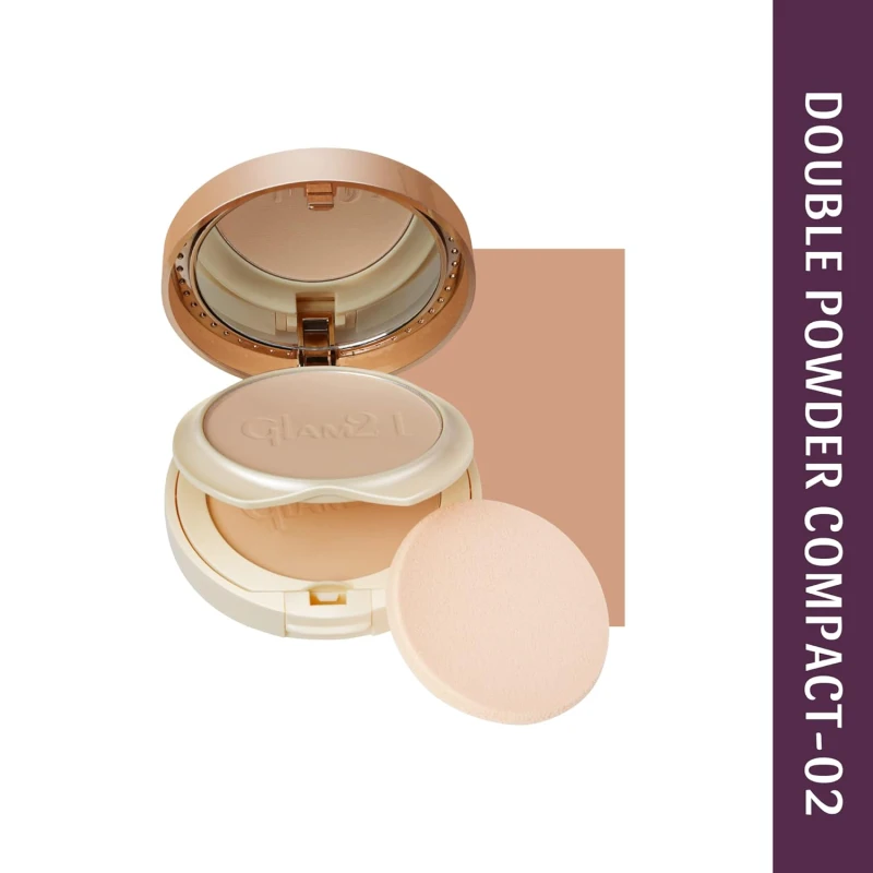 Glam21, Clear & Bright Silk, 2-in-1 Compact Powder|Daily Makeup | Oil Free & Sweat Resistant Formula | All Skin Type|Rose Beige-02 Makeup