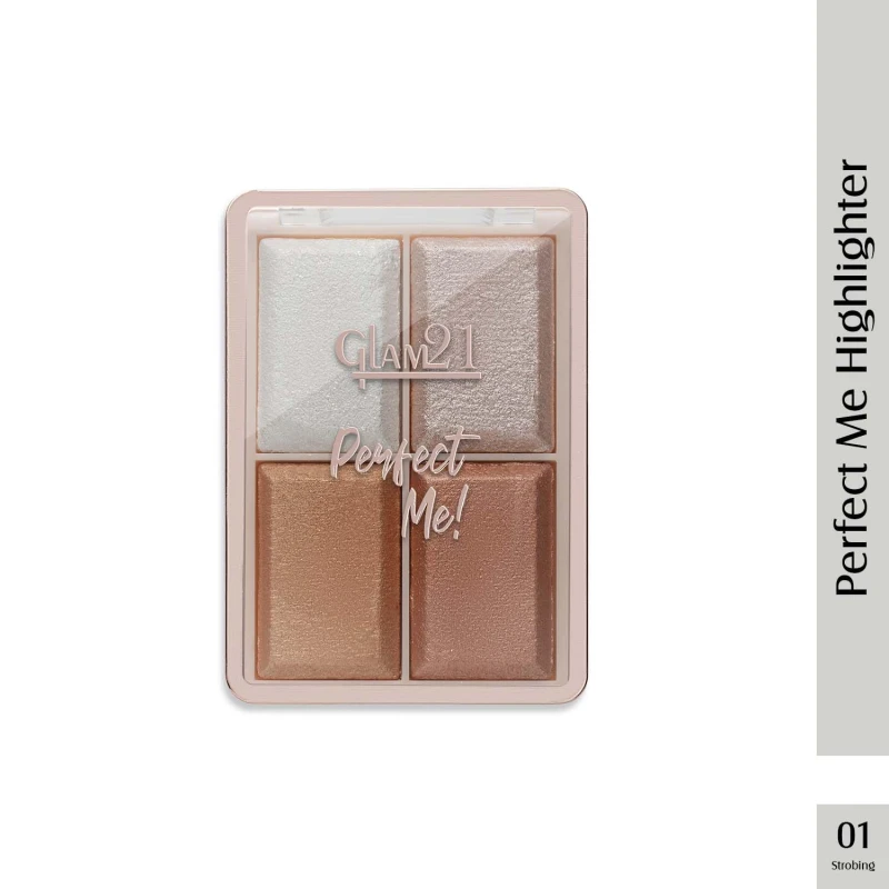 Glam21 Perfect Me! Highlighter Palette |Ultimate Shimmer Formulations |Highly-Pigmented Powder Highlighter With Easy-To-Blend Formula |Weightless Longlasting Illuminating Glow Face Kit| 6gm (Shade-01) Makeup