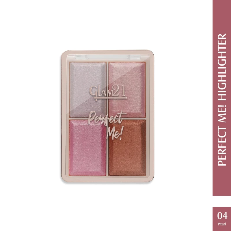 Glam21 Perfect Me! Highlighter Palette |Ultimate Shimmer Formulations |Highly-Pigmented Powder Highlighter With Easy-To-Blend Formula |Weightless Longlasting Illuminating Glow Face Kit| 6gm (Shade-04) Makeup