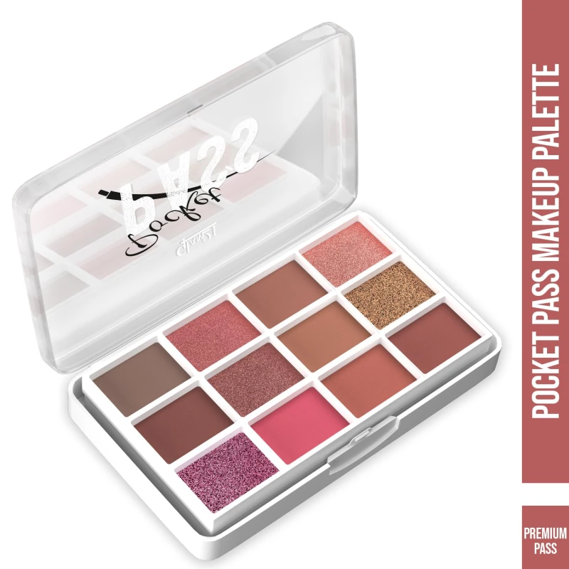 Glam21 Pocket Pass All-in-one Makeup Face Palette| Eyeshadows, Compact, Blush, Highlighter with Brushes| Highly Pigmented | Mix of Mattes & Shimmers |Travel-Friendly |Premium Pass Makeup