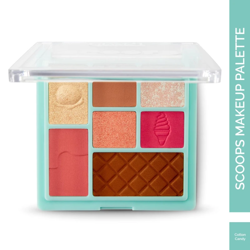 Glam21 Scoop Makeup Palette | Face Palette With Eyeshadow, Blusher, Contour and Highlighter | Mix of Mattes & Shimmers | Highly Pigmented | Travel-Friendly | All-in-One Kit |Cotton Candy|15gm Makeup