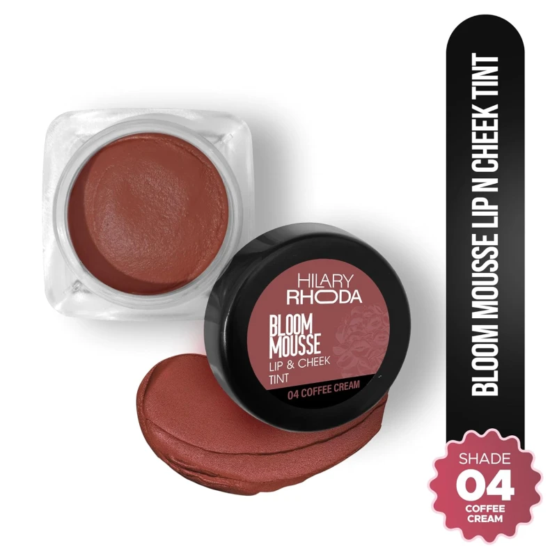 Hilary Rhoda Bloom Mousse Lip N Cheek Tint | Waterproof & Smudge-Proof | 12-Hour Stay | Non-Drying Formula | Mousse Texture | Matte Finish - 6g (Coffee Cream - Shade 04) Makeup