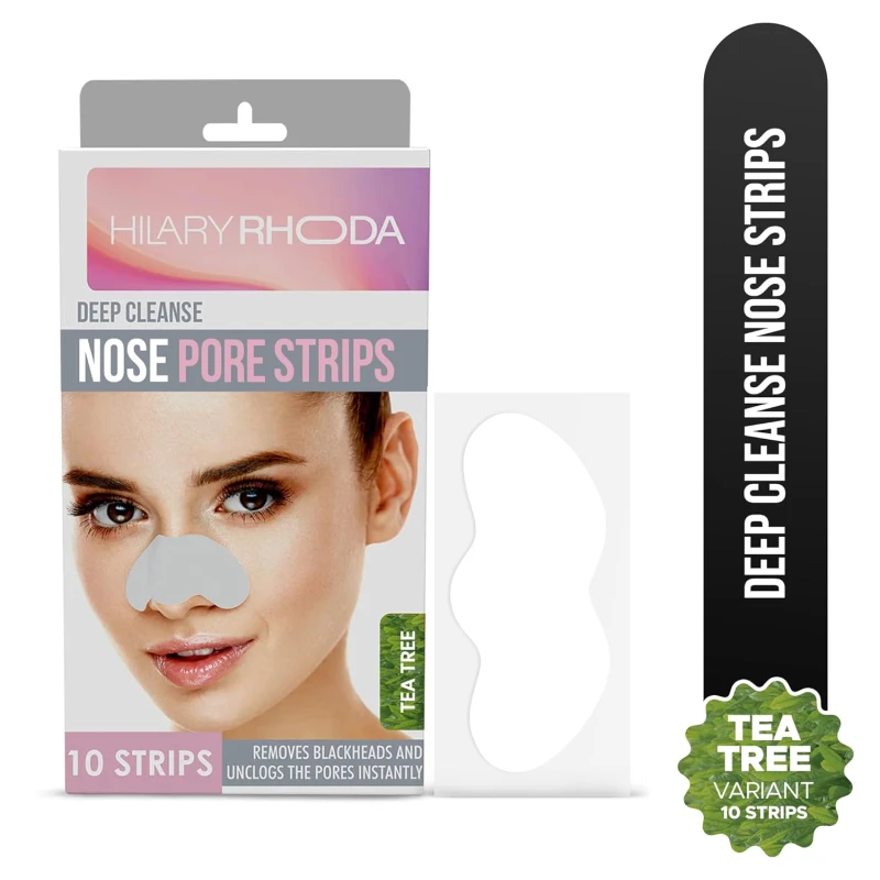 Hilary Rhoda Deep Cleanse Nose Strips | Instant Removal | Removes Blackheads | Removes Whiteheads | Deep Cleanses Skin & Removes Dirt & Oil | Formulated with Natural Extracts | 10 Strips (Tea Tree - Shade 03) Makeup