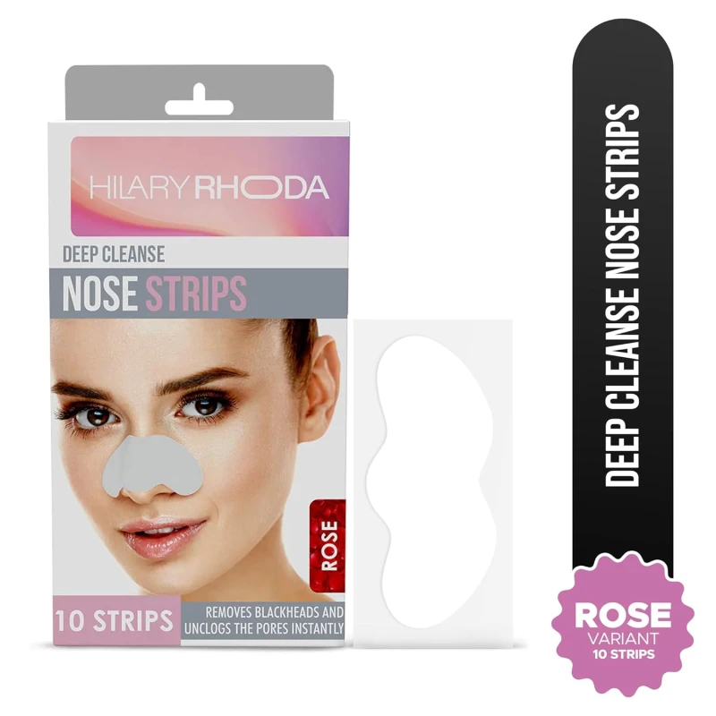 Hilary Rhoda Rose Nose Strips Pack of 10 Strips for Blackhead & Whitehead Remover | Deep Cleansing Pore Strips for Nose | Oil Control Formula SHADE 02) Makeup