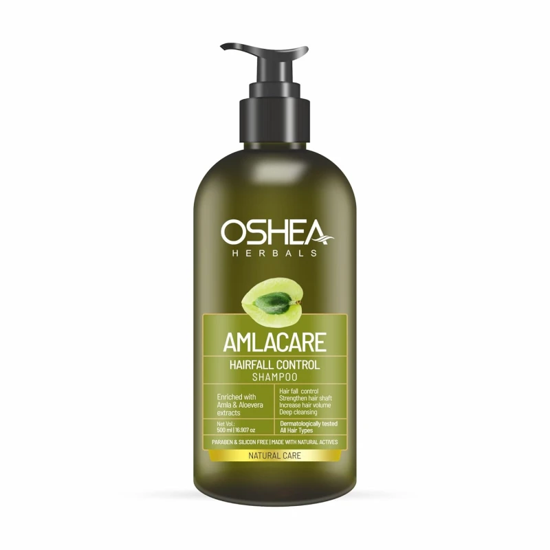 Oshea Herbals Natural Amlacare Hairfall Control Shampoo | Deep Cleansing, Increase Hair Volume with Controlled Hairfall & Strengthens Hair Shaft | Enriched with Amla & Aloe vera Extracts - 500 ml (Pack of 1) HAIR CARE