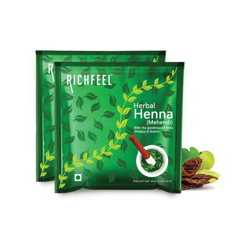 Richfeel Heena Mehendi Powder for Hair | Natural Hair Color and Conditioning with the goodness of Amla, Shikakai & Brahmi | 100 g (Pack of 2) HAIR CARE