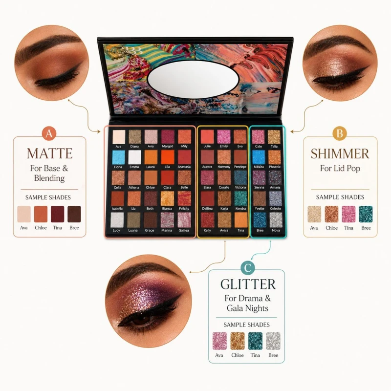 Beauty Berry 40 Fashion Eyeshadow Palette for Professional Makeup | 40 Highly Pigmented Matte, Shimmer &amp; Glitter Shades with Mirror | Long Lasting Eye Makeup Kit for Women thumbnail 4