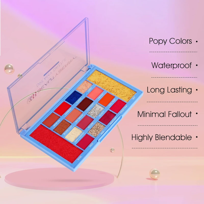 Beauty Berry Dreamy Dazzle Makeup and Eyeshadow Palette with Matte, Shimmer &amp; Glitter Shades | Easy to Blend, Highly Pigmented Eyeshadow | Long Wearing Eyeshadow Palette for Eye Makeup (Shade - 02, 40g) thumbnail 3