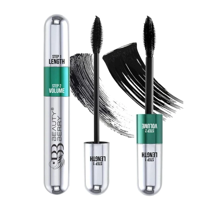 Beauty Berry Twin Turbo Volumizing and Lengthening Mascara – Black, 15ml | Long Lasting, Lightweight, Quick Drying, Smudge Proof &amp; Waterproof | 2-in-1 Mascara for Women (15ml) thumbnail 2