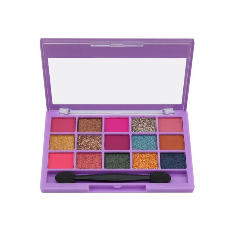 BeautyBerry Wallet Queen Eyeshadow Palette Kit – 15 Highly Pigmented Matte, Shimmer &amp; Glitter Shades, Travel-Friendly Makeup Palette &amp; Applicator Brush for Women (Glitter) thumbnail 4