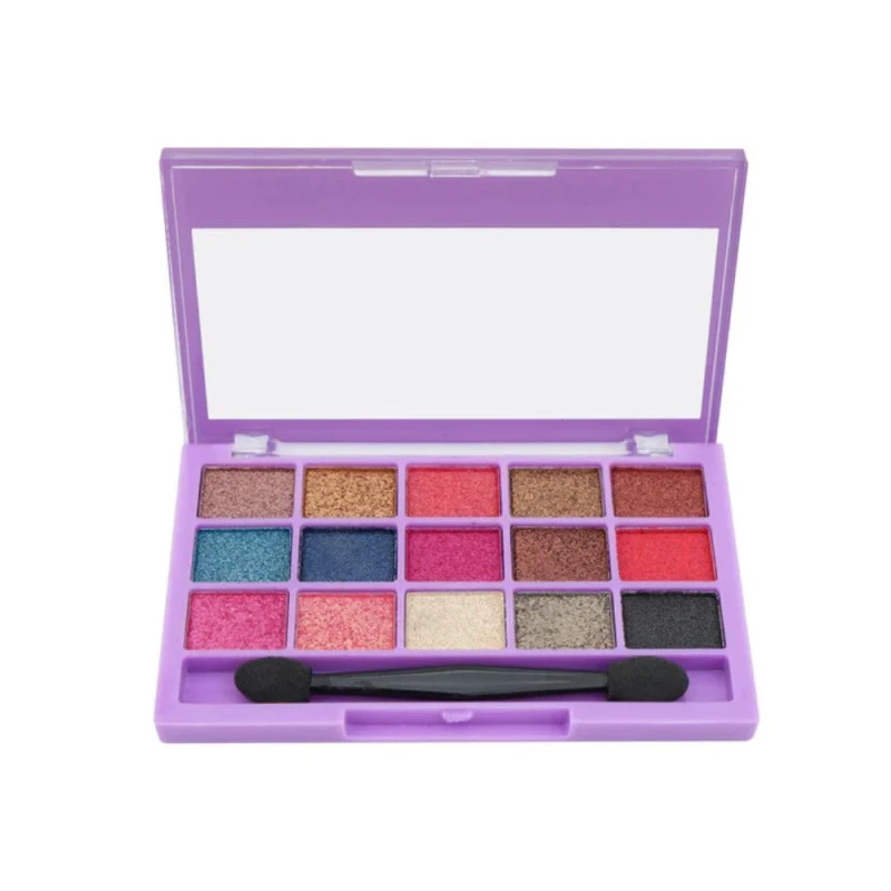 BeautyBerry Wallet Queen Eyeshadow Palette Kit – 15 Highly Pigmented Matte, Shimmer &amp; Glitter Shades, Travel-Friendly Makeup Palette &amp; Applicator Brush for Women (Shimmer) thumbnail 2