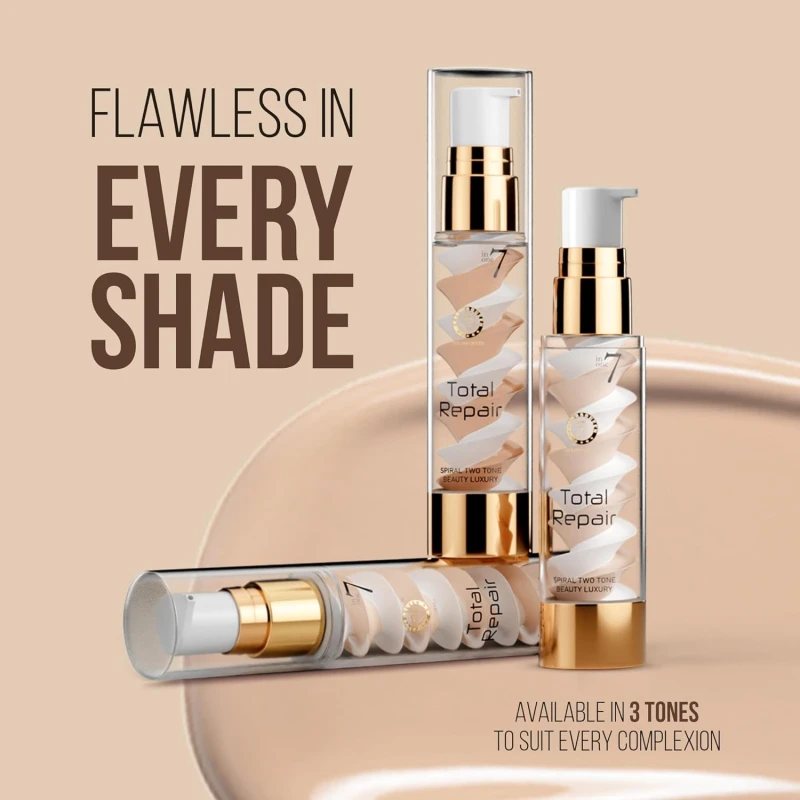 Colors Queen 7 in 1 Total Repair Liquid Foundation | Full Coverage, Oil Free Foundation Comes with Primer, Concealer, Moisturizer, CC Cream for Smooth and Radiant Skin | For Face Makeup (02 - Beige, 50g) thumbnail 5