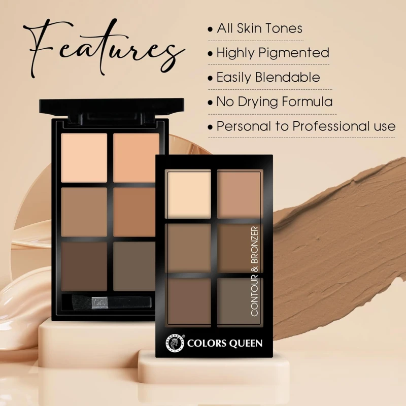 Colors Queen Contour &amp; Bronzer Palette | Matte Finish &amp; Long Lasting Formula | Easy to Blend, Creamy Texture, Lightweight Contour and Bronzer Palette for Face Makeup (Shade - 02, 17g) thumbnail 2