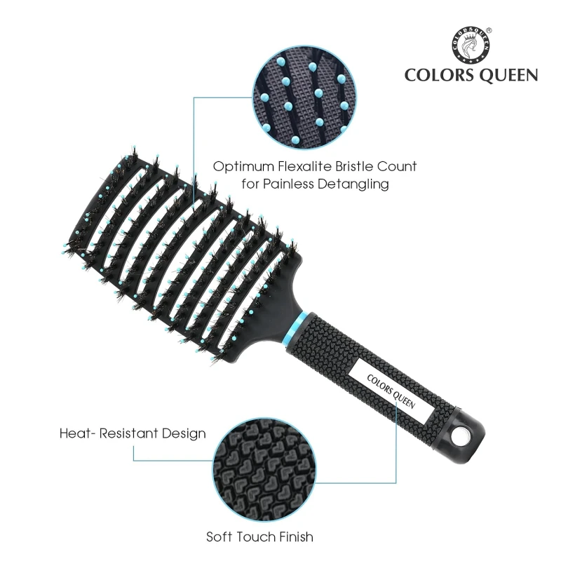 Colors Queen Detangler Hair Brush with Strong &amp; Flexible Bristles | Hair Brush for Men &amp; Women for Grooming, Straightening, Smoothing &amp; Detangling Hair (Detangler Brush) thumbnail 3