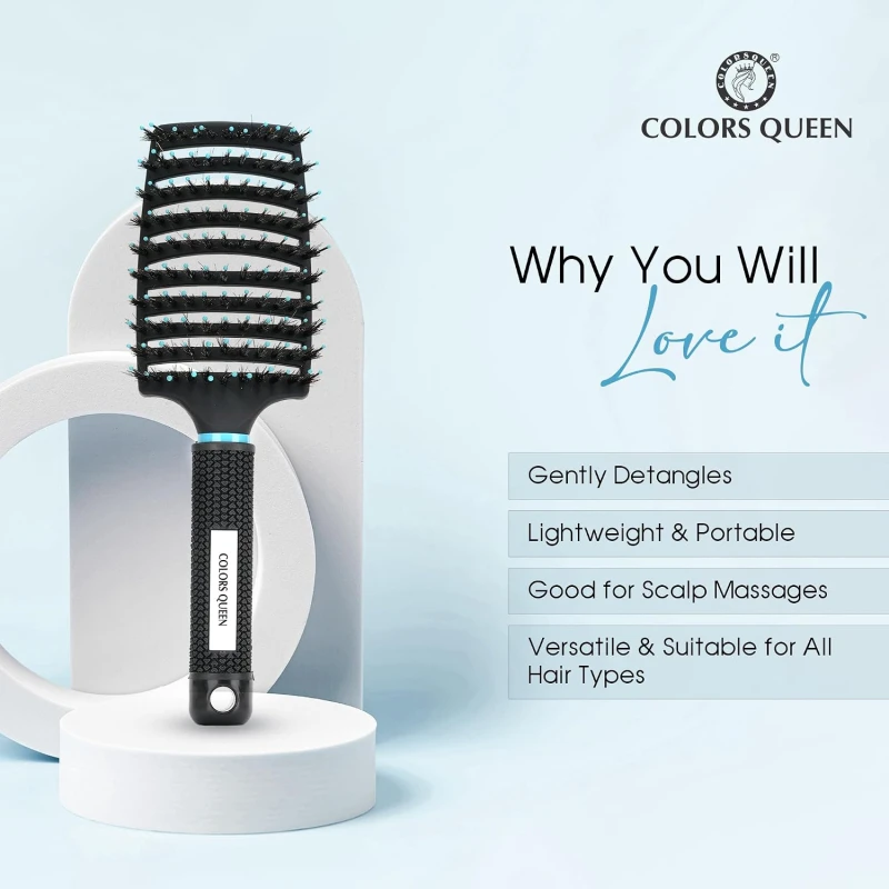 Colors Queen Detangler Hair Brush with Strong &amp; Flexible Bristles | Hair Brush for Men &amp; Women for Grooming, Straightening, Smoothing &amp; Detangling Hair (Detangler Brush) thumbnail 4