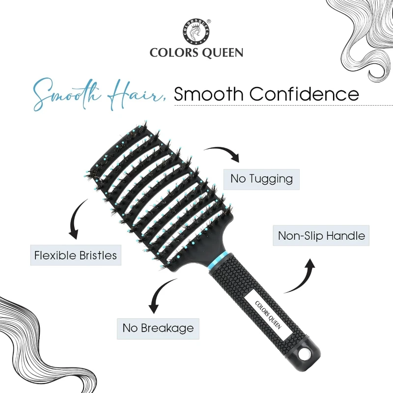 Colors Queen Detangler Hair Brush with Strong &amp; Flexible Bristles | Hair Brush for Men &amp; Women for Grooming, Straightening, Smoothing &amp; Detangling Hair (Detangler Brush) thumbnail 5