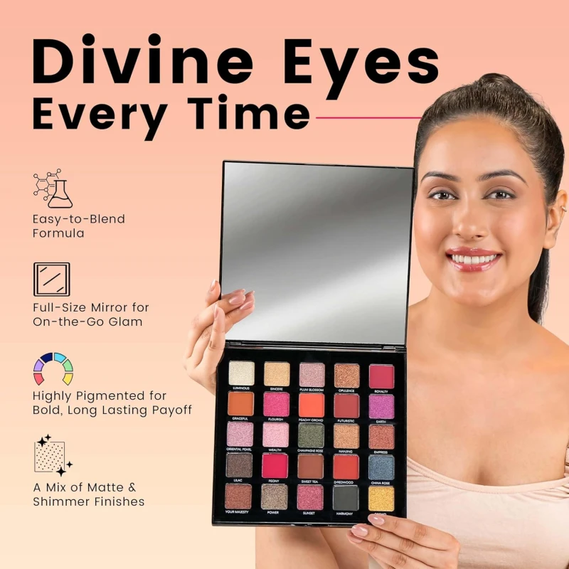 Colors Queen Divine Eyeshadow Palette – 37.5g | 25 Ultra Pigmented Multi-Colors Shades, Easy to Blend, Lightweight &amp; Long Wearing Eyeshadow Palette with Matte &amp; Shimmery Shades (Multicolor - 01) thumbnail 3