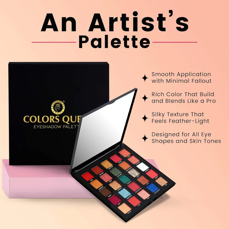 Colors Queen Divine Eyeshadow Palette – 37.5g | 25 Ultra Pigmented Multi-Colors Shades, Easy to Blend, Lightweight &amp; Long Wearing Eyeshadow Palette with Matte &amp; Shimmery Shades (Multicolor - 01) thumbnail 4