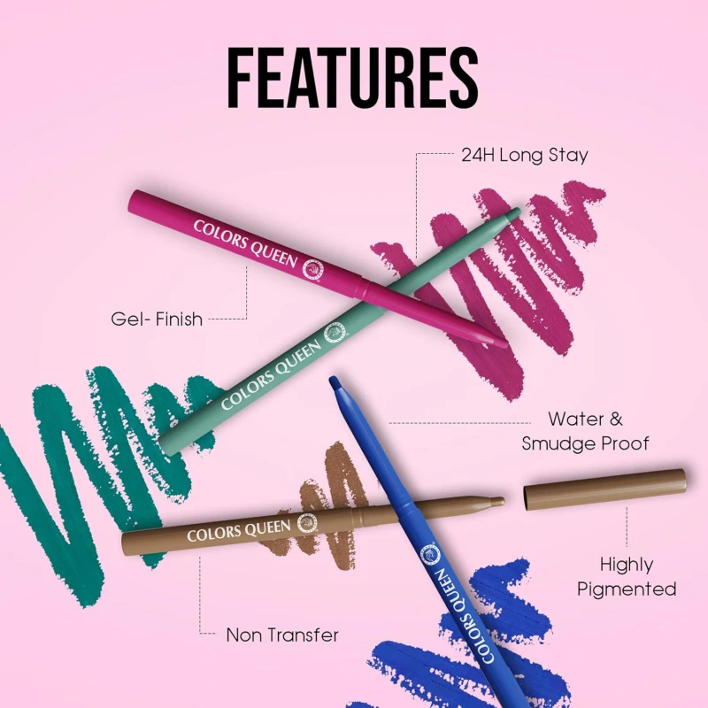 Colors Queen Extreme Color Kajal Pencil - 02 True Red, 0.4g | Smooth One Stroke Application with Ultra Creamy Texture | 16 Hrs Long Stay, Non Transfer, Smudge Proof &amp; Waterproof Kajal for Women thumbnail 4