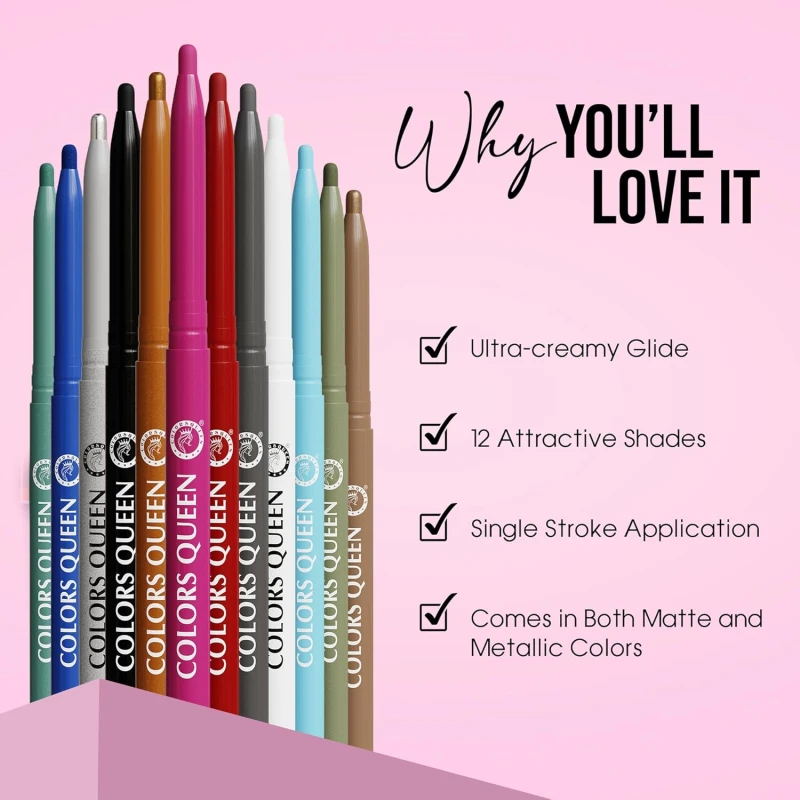 Colors Queen Extreme Color Kajal Pencil - 04 Pure White, 0.4g | Smooth One Stroke Application with Ultra Creamy Texture | 16 Hrs Long Stay, Non Transfer, Smudge Proof &amp; Waterproof Kajal for Women thumbnail 3