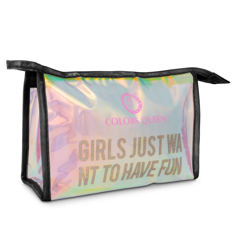 Colors Queen Girls Just Want to Have Fun Rainbow Makeup Pouch | Cosmetic Organizer Bag Waterproof Makeup Pouch for Women and Girl thumbnail 2