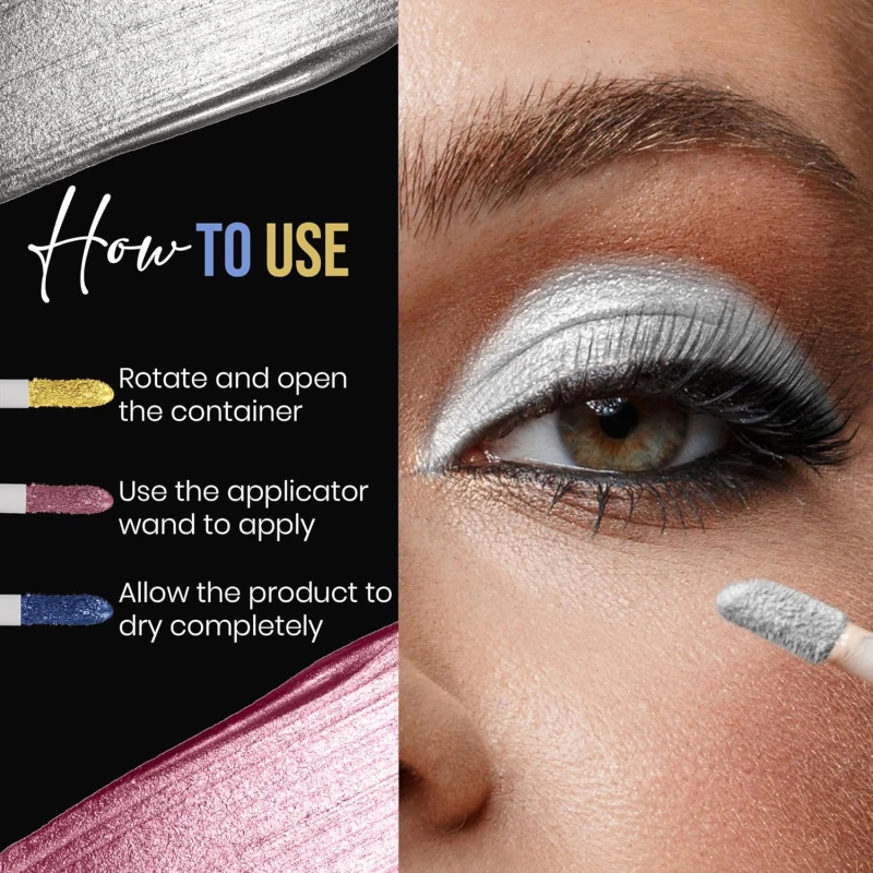Colors Queen Metallic Liquid Eyeshadow Highly Pigmented &amp; Long Lasting Eyeshadow | Smooth One Stroke Application, Non-Transfer, Waterproof Eye Shadow (Shade - 04, 7g) thumbnail 3