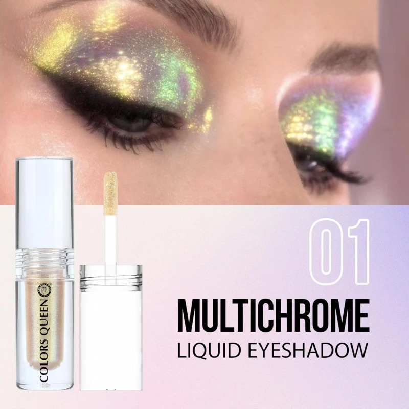Colors Queen Multichrome Liquid Eyeshadow | Long Wearing &amp; Highly Pigmented Eyeshadow with Metallic Finish | Transfer Proof &amp; Smudge Proof Liquid Eye Shadow for Eye Makeup (02 - I See Gold) thumbnail 3