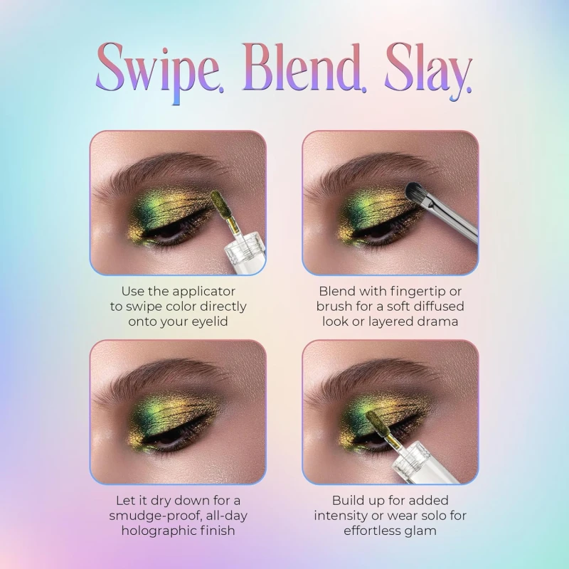 Colors Queen Multichrome Liquid Eyeshadow | Long Wearing &amp; Highly Pigmented Eyeshadow with Metallic Finish | Transfer Proof &amp; Smudge Proof Liquid Eye Shadow for Eye Makeup (02 - I See Gold) thumbnail 6