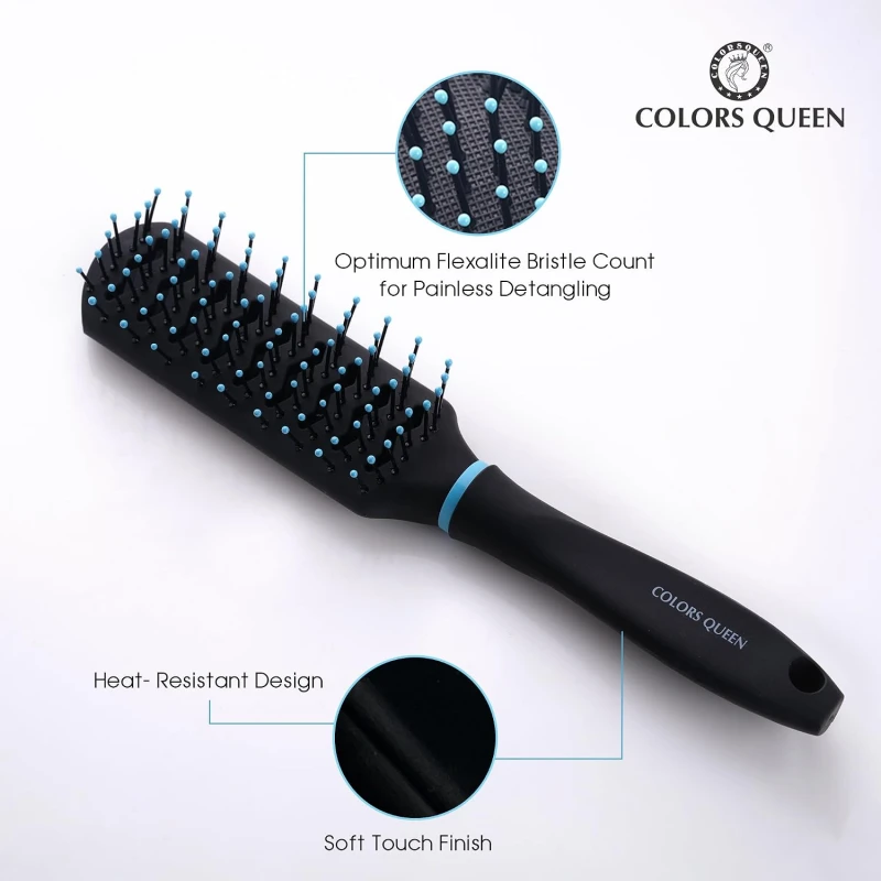 Colors Queen Small Hair Brush with Strong &amp; Flexible Bristles | Hair Brush for Men &amp; Women for Grooming, Straightening, Smoothing &amp; Detangling Hair (Small Brush) thumbnail 4