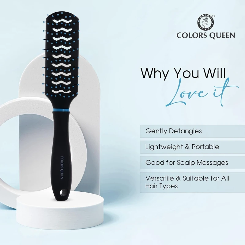 Colors Queen Small Hair Brush with Strong &amp; Flexible Bristles | Hair Brush for Men &amp; Women for Grooming, Straightening, Smoothing &amp; Detangling Hair (Small Brush) thumbnail 5