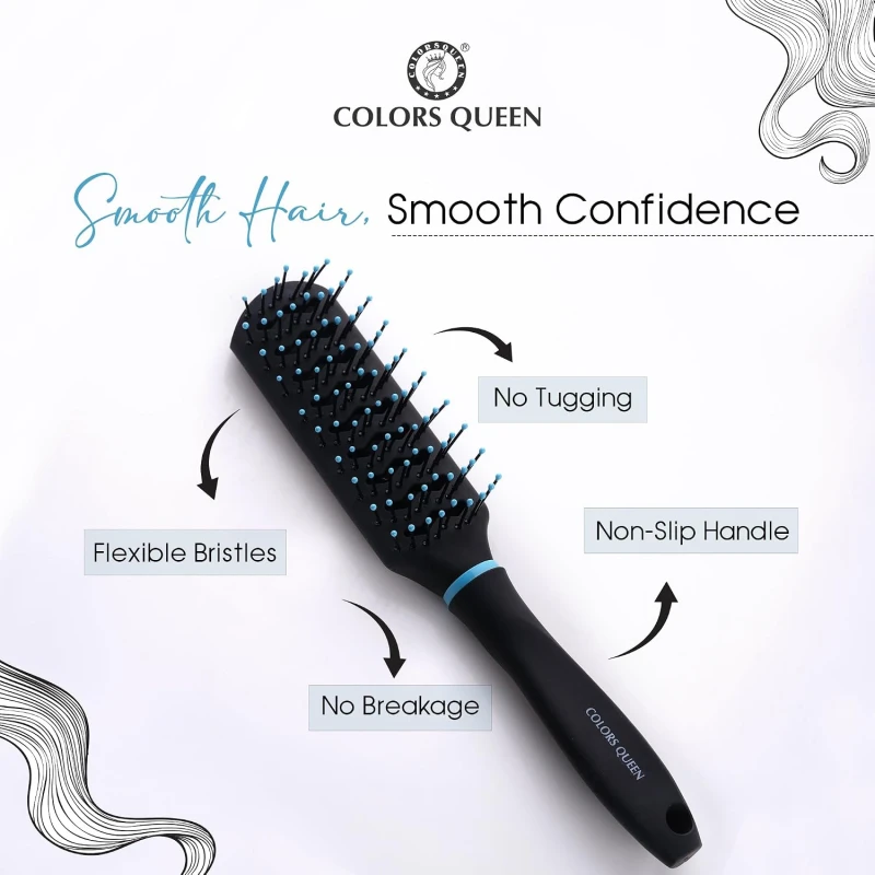 Colors Queen Small Hair Brush with Strong &amp; Flexible Bristles | Hair Brush for Men &amp; Women for Grooming, Straightening, Smoothing &amp; Detangling Hair (Small Brush) thumbnail 6