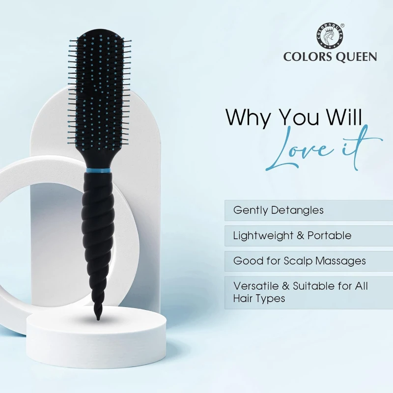 Colors Queen Small Paddle Hair Brush with Strong &amp; Flexible Bristles | Hair Brush for Men &amp; Women for Grooming, Straightening, Smoothing &amp; Detangling Hair (Small Paddle Brush) thumbnail 9