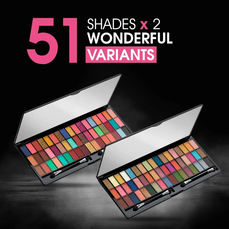 Colors Queen Ultra Pigmented 51 Colors Eyeshadow Palette with Brush | Easy to Blend, Long Wearing Eye Makeup Palette | Eyeshadow Palette with Shimmery Shades (Multicolor - 02) thumbnail 4