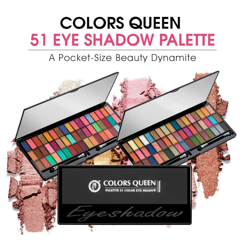 Colors Queen Ultra Pigmented 51 Colors Eyeshadow Palette with Brush | Easy to Blend, Long Wearing Eye Makeup Palette | Eyeshadow Palette with Shimmery Shades (Multicolor - 02) thumbnail 5