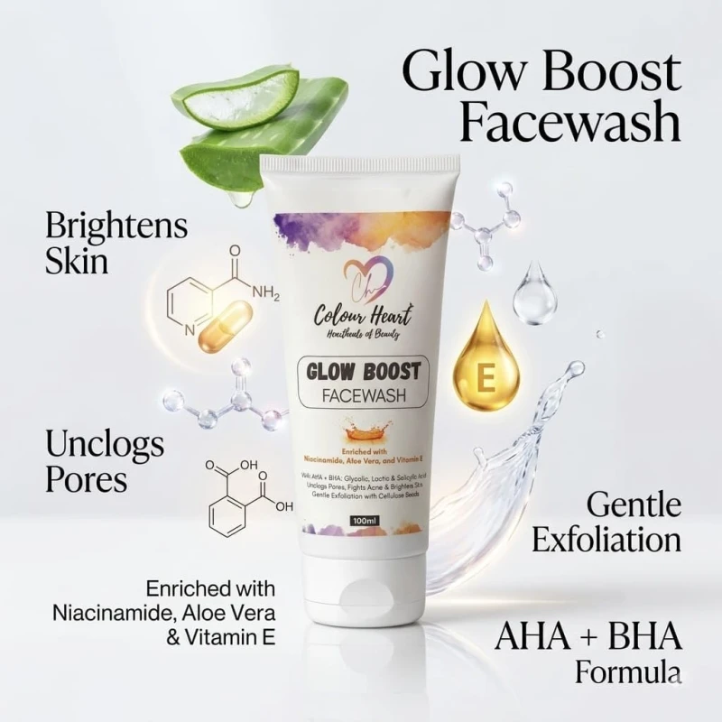 COLOUR HEART Glow Boost Face Wash with Enzyme | Reduces Tan | Boosts Glow | Gently Exfoliates &amp; Brightens Skin | Reduces Pigmentation | Sulphate-Free | Hydrating | for Men &amp; Women - 100ml SH-7711 thumbnail 3